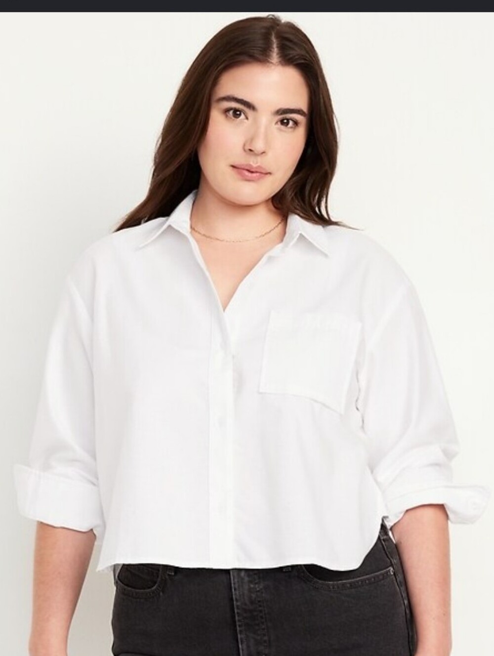 Old Navy Women's "The Cropped Shirt" Classic White Button Up Blouse XXL BNWT